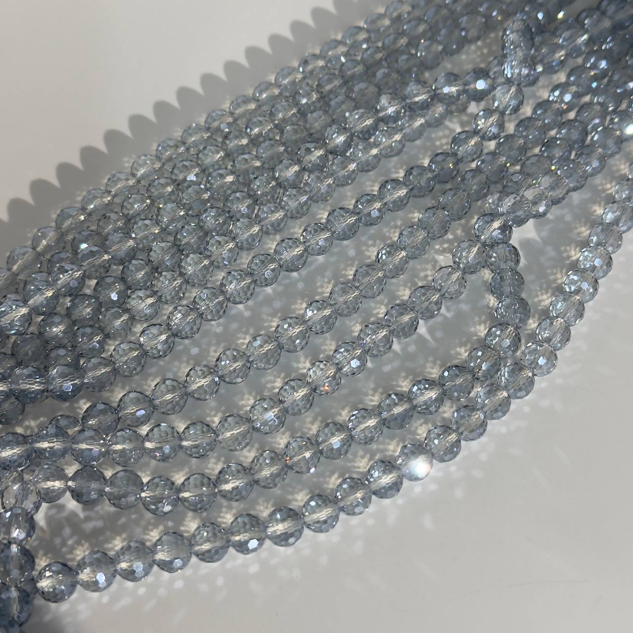 Бусины стеклянные размер 8мм цвет серо-голубой